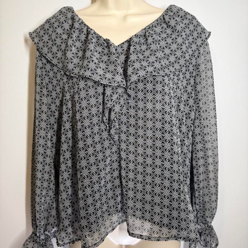 Loft Women's Grey and Blue Blouse